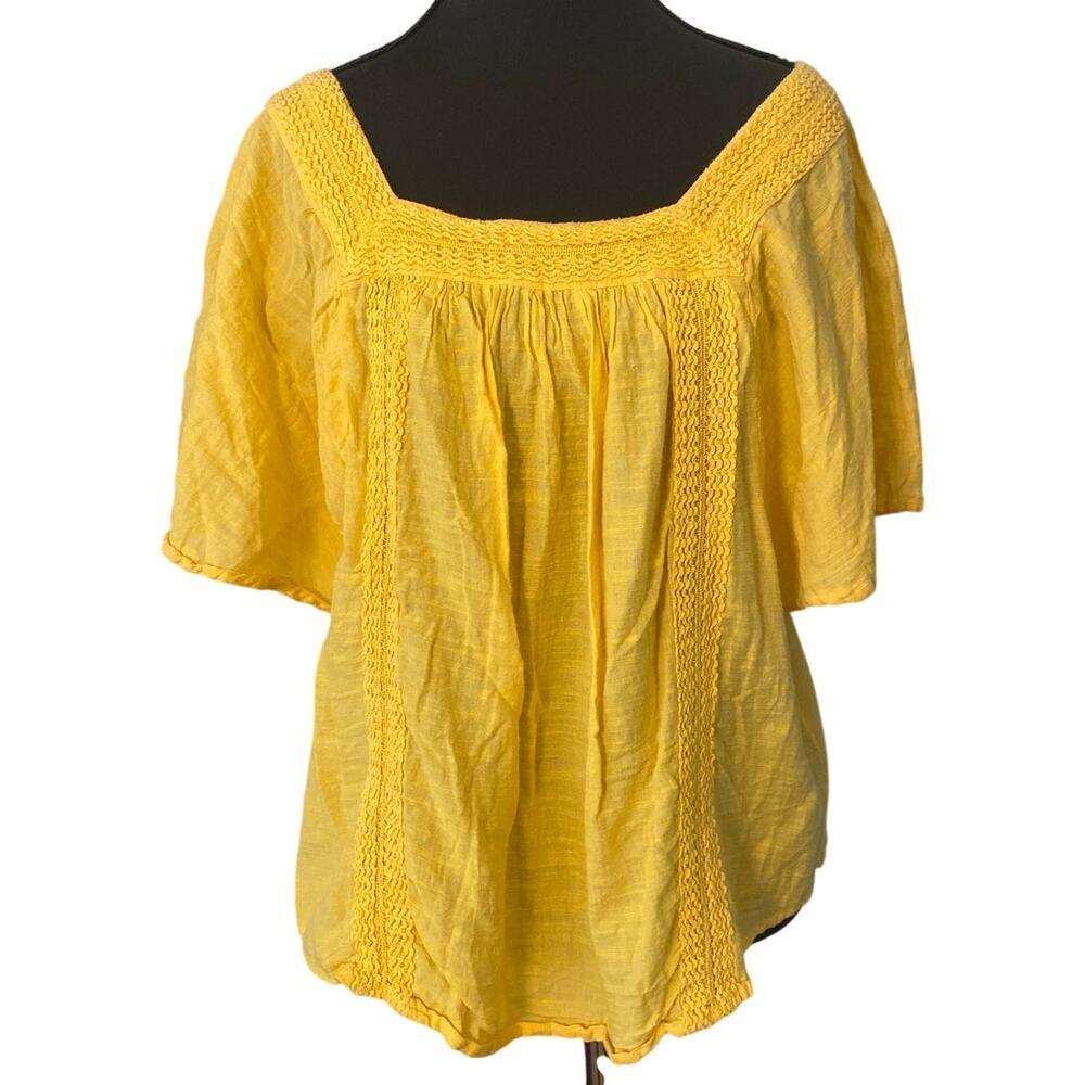 Philosophy Republic Clothing Yellow Square Neck Peasant Top L Cottagecore‎ Boho
